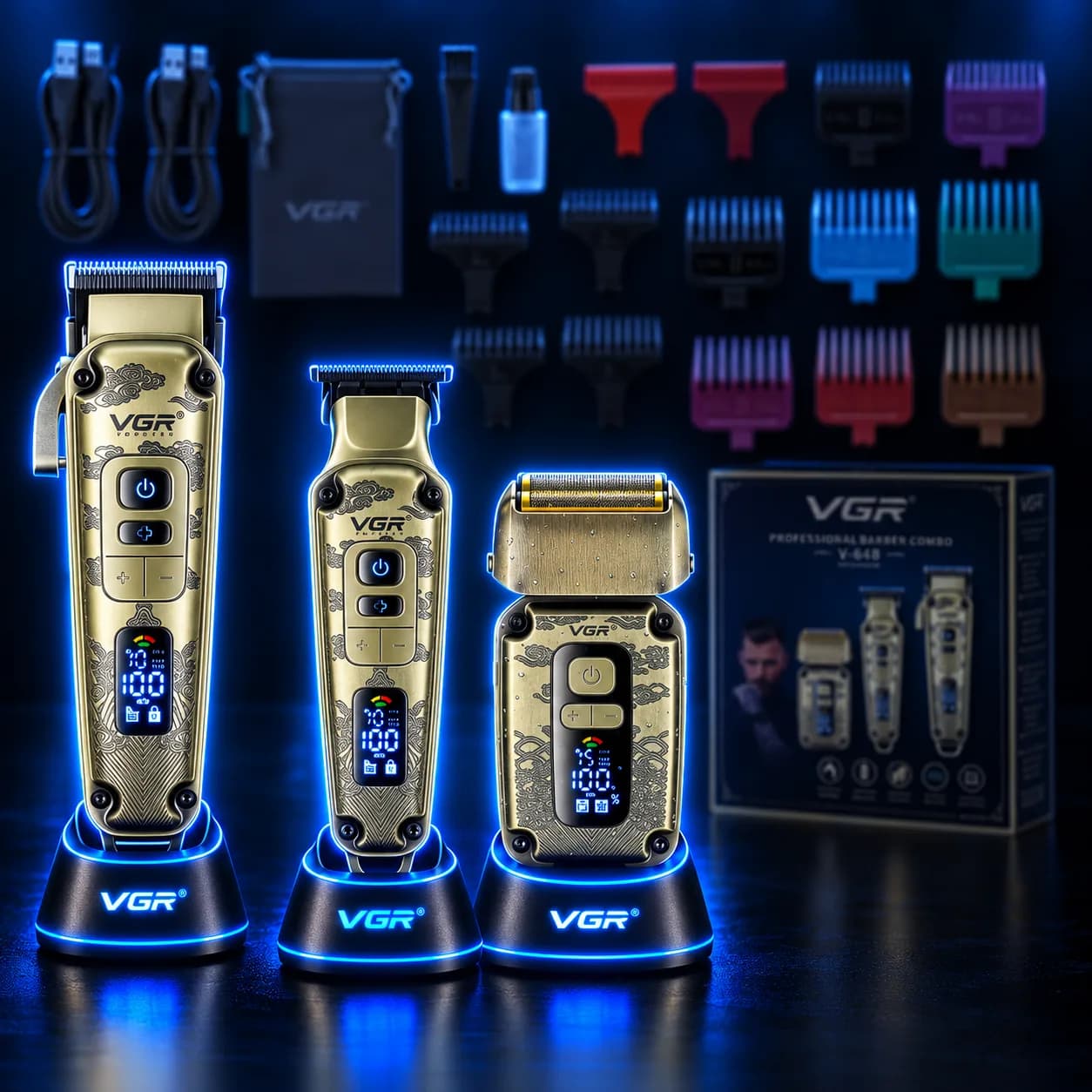 طقم الحلاقة الاحترافي  3في1  VGR V-642 ✂️✨