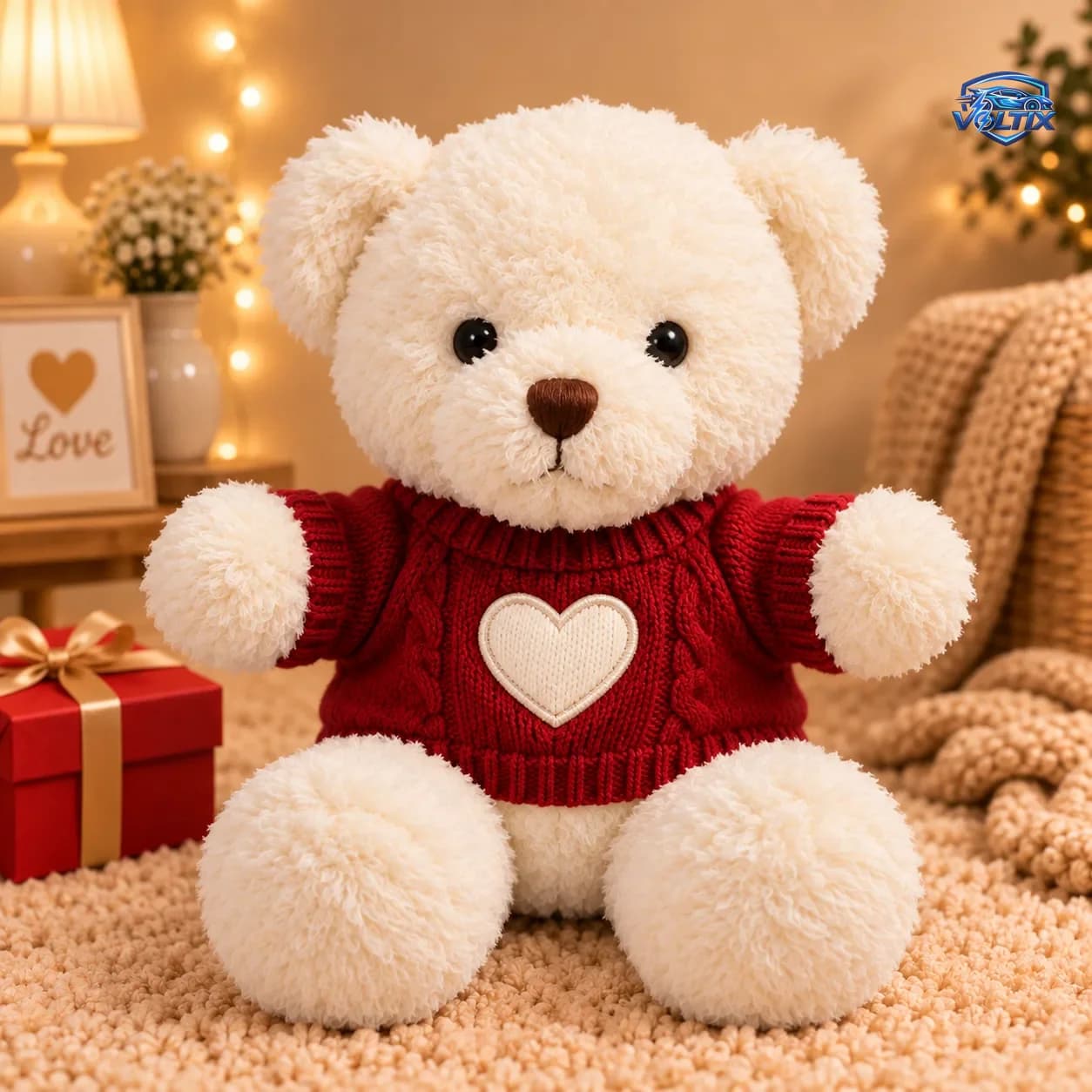 🧸❤️ دبدوب الحب بالكنزة الشتوية – 30 سم