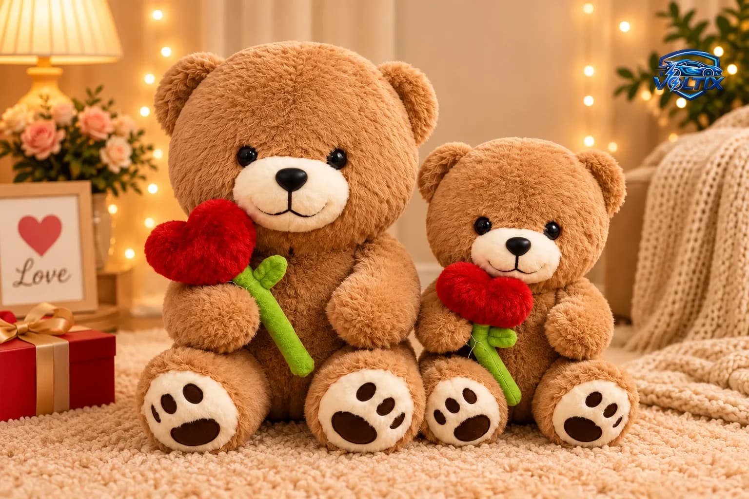 🧸❤️ دبدوب الحب مع وردة القلب – متوفر بحجمين